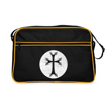 Croix arménienne stylisée dans cercle blanc - Sac Retro - noir/or - Devant
