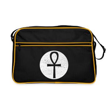 Croix égyptienne Ankh dans cercle blanc - Sac Retro - noir/or - Devant