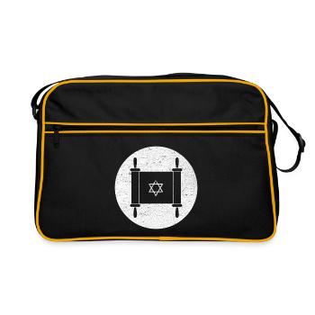 Torah scroll in a white circle - Retro Bag - black/gold - Front