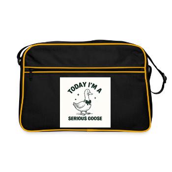 Ernsthafte Gans - Retro Tasche - Schwarz/Gold - Vorne