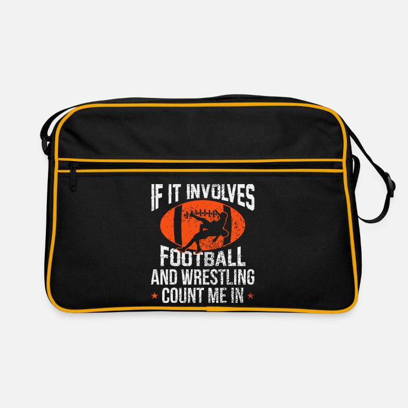 Conception de l’affrontement du football et de la lutte - Sac Retro - noir/or
