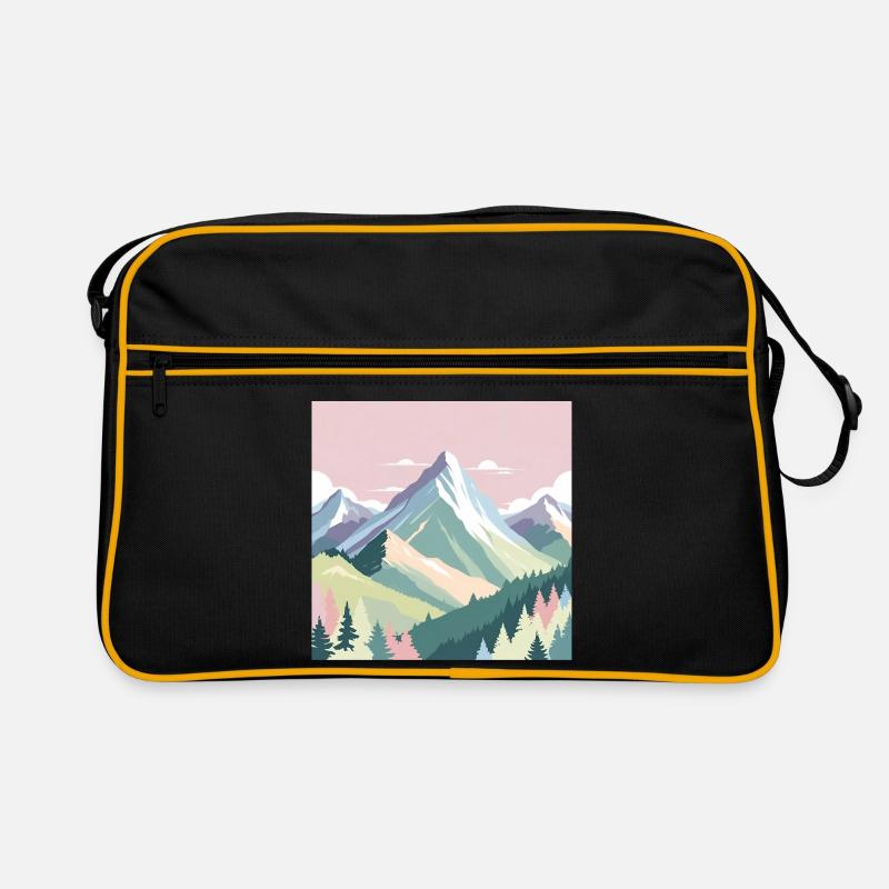 Abstrakte Berglandschaft mit Pastellfarben - Retro Tasche - Schwarz/Gold