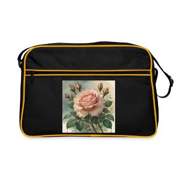 Elegantly delicate pink rose blossom - Retro Bag - black/gold - Front