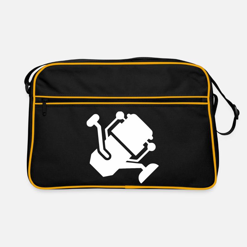 Silhouette de moulinet de pêche blanc - Sac Retro - noir/or