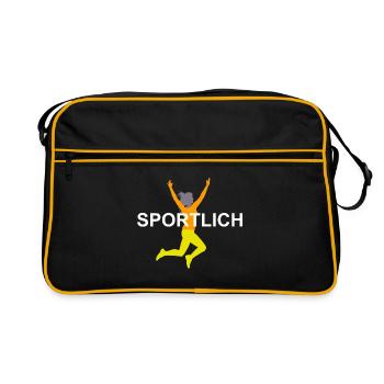 Dynamische Sprinterin Illustration - Retro Tasche - Schwarz/Gold - Vorne