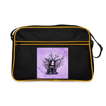 Vampire fairy girl on dark tree - Retro Bag - black/gold - Front
