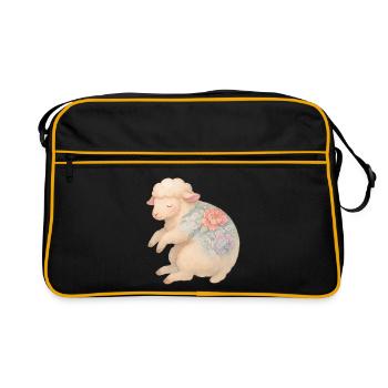 Aquarelle Yakuza Sheep - Art de tatouage pastel mignon - Sac Retro - noir/or - Devant
