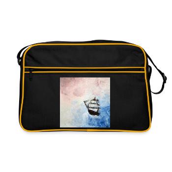 Historic Sailing Ship Against a Cloudy Sky - Retro Bag - black/gold - Front
