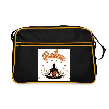 Relaxing Lotus Mindfulness Design - Retro Bag - black/gold - Front