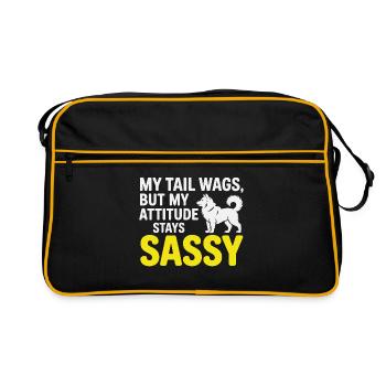 Husky Sassy Attitude Funny Dog Quote  - Retro Bag - black/gold - Front
