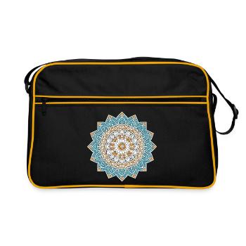 Persian Mandala – Blue & Gold - Retro Bag - black/gold - Front