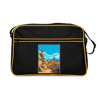 Affiche de voyage vintage à La Valette Malte Cityscape WPA - Sac Retro - noir/or - Devant