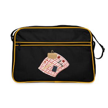 Rustic Picnic Scene Illustration - Retro Bag - black/gold - Front