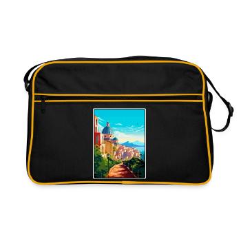 Cagliari Italie Méditerranée lever de soleil Affiche de voyage - Sac Retro - noir/or - Devant