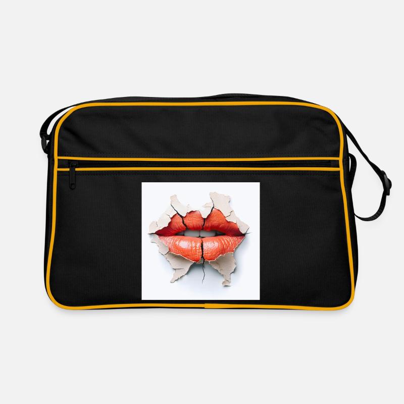 Bold lips on cracked wall Retro Bag
