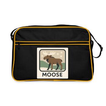Whimsical Moose Winter Scene - Retro Bag - black/gold - Front