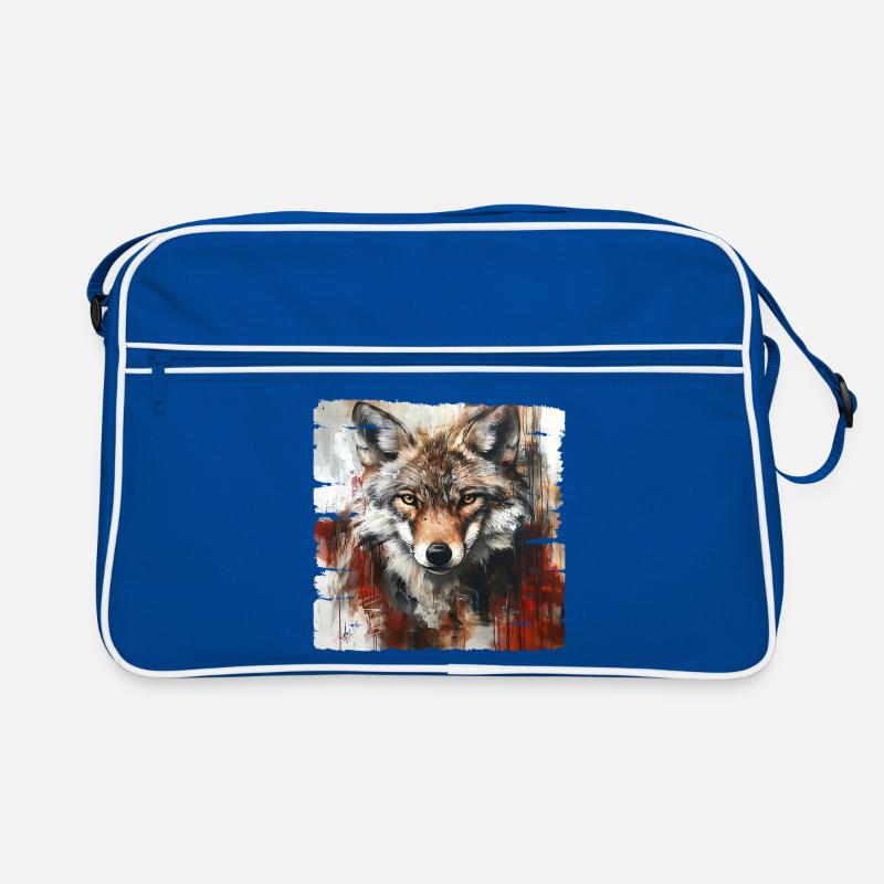 Expressive Wolf Portrait Art Design Retro Bag
