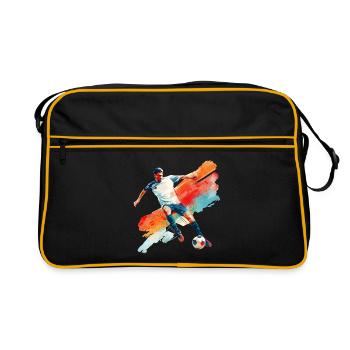 Dynamic soccer player in motion - Retro Bag - black/gold - Front