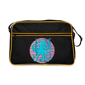 Neon Octopus Rétro Sea Art Calmar - Sac Retro - noir/or - Devant