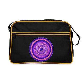 Design de mandala en violet, bleu et orange - Sac Retro - noir/or - Devant