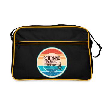 Coucher de soleil grec look Crète - Sac Retro - noir/or - Devant