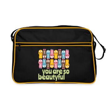 Cute kawaii figures you are beautyful - Retro Bag - black/gold - Front