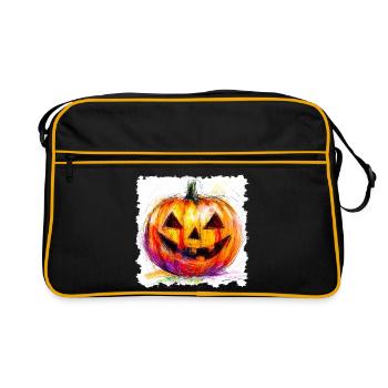citrouille colorée jack-o-lantern - Sac Retro - noir/or - Devant