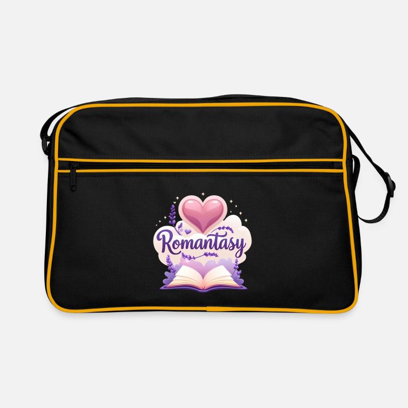 Livre Romantasy avec design de lavande et de fleurs - Sac Retro - noir/or