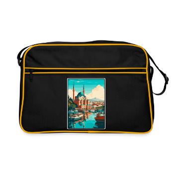 Istanbul Turquie Port Mosaïque Affiche de voyage - Sac Retro - noir/or - Devant