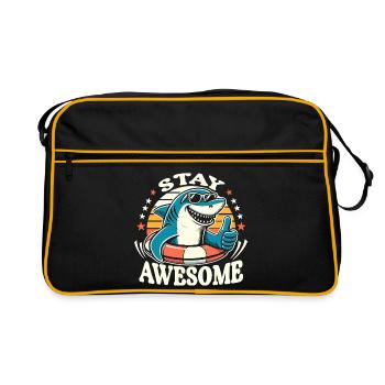 Restez génial requin dessin animé motif d’été - Sac Retro - noir/or - Devant