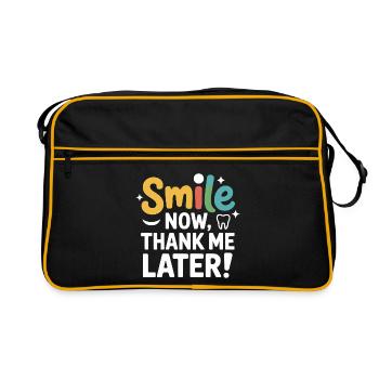 Sourire maintenant Remerciez-moi plus tard Dental Pro Design - Sac Retro - noir/or - Devant
