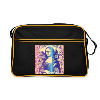 Portrait de femme mona lisa arc-en-ciel moderne paris - Sac Retro - noir/or - Devant