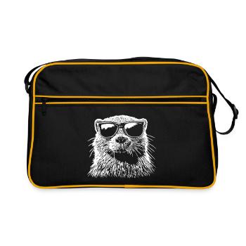 Cool Biber Sonnenbrille - Retro Tasche - Schwarz/Gold - Vorne