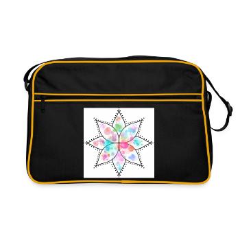 Mandala Fleur pastel Aquarelle - Sac Retro - noir/or - Devant
