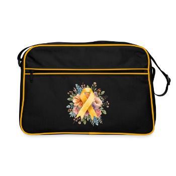 Ruban Jaune Aquarelle Florale – Endo Awareness - Sac Retro - noir/or - Devant