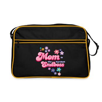 Mom is der Endboss Blumenstil - Retro Bag - black/gold - Front