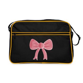 Pastel Pink Watercolor Bow - Retro Bag - black/gold - Front