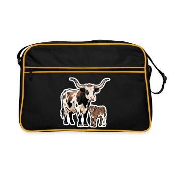 Longhorn avec veau – Design de style western - Sac Retro - noir/or - Devant