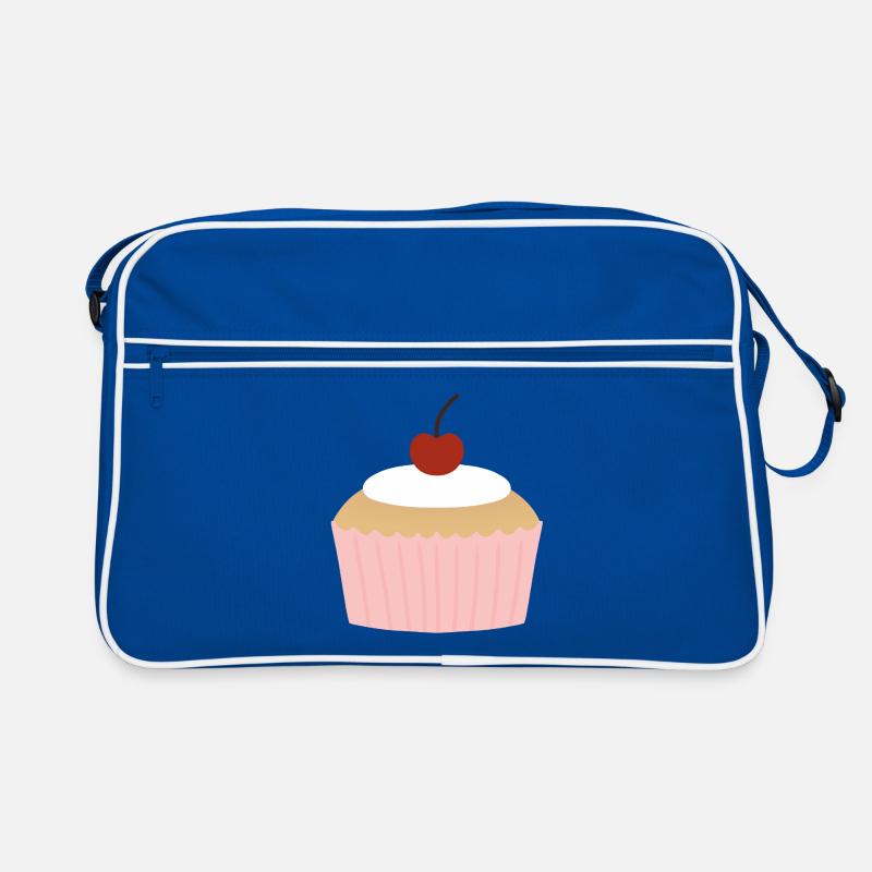 Pastellfarbener Cupcake mit Kirsche Retro Tasche