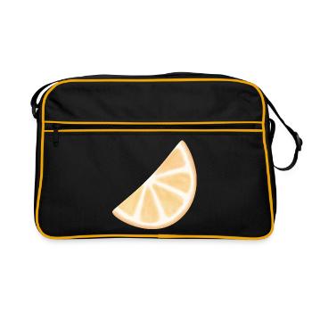 Orange Slice Aquarell Glühen - Retro Tasche - Schwarz/Gold - Vorne