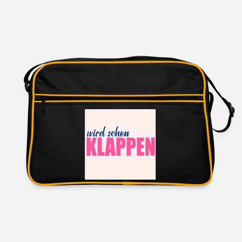 Wird schon klappen Optimismus - Retro Tasche - Schwarz/Gold