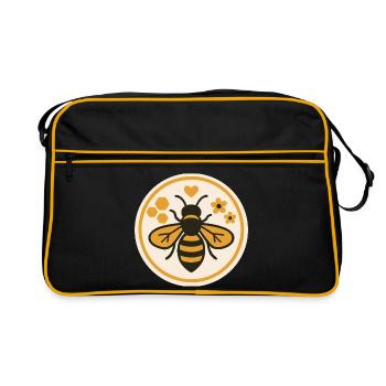 Sauvez les abeilles - Motif d’abeille de la nature - Sac Retro - noir/or - Devant