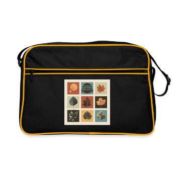 Autumn Leaf Mosaic Grid - Retro Bag - black/gold - Front