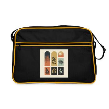 Autumn Botanicals Grid - Retro Bag - black/gold - Front