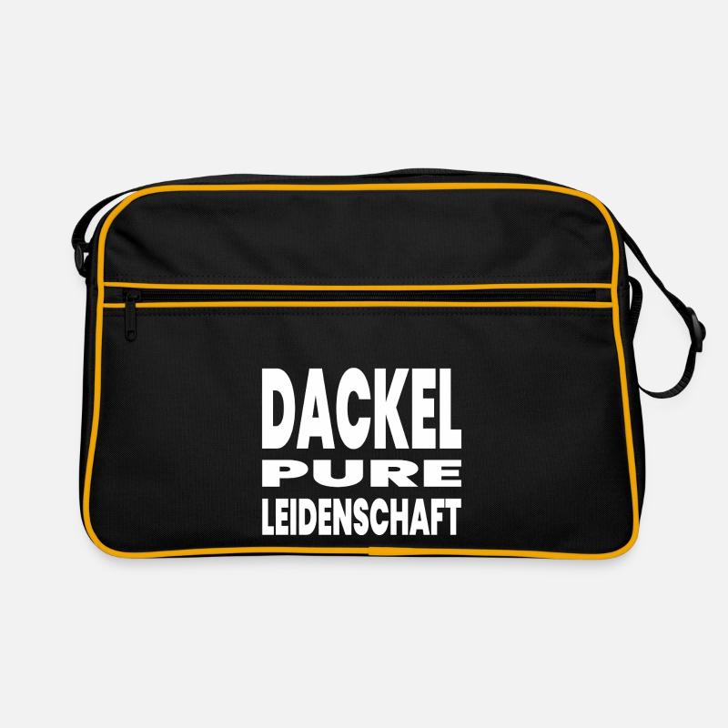 Dackel - Retro Tasche - Schwarz/Gold