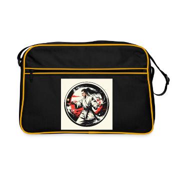 Héros des arts martiaux en kimono blanc - Sac Retro - noir/or - Devant
