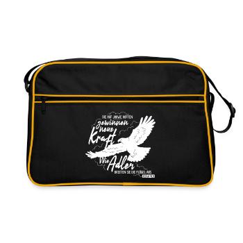 Isaiah 40:31 - Like Eagle Lettering - Retro Bag - black/gold - Front