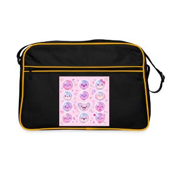 Pink Glow Pastel Kawaii Pattern - Retro Bag - black/gold - Front