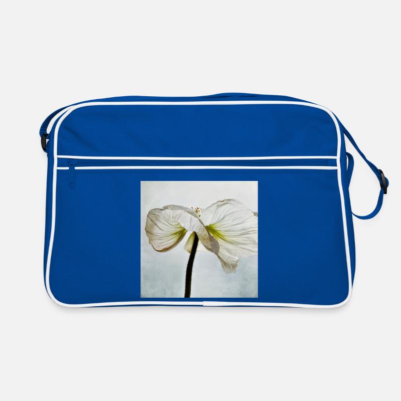 Weiße Mohnblüte Retro Tasche