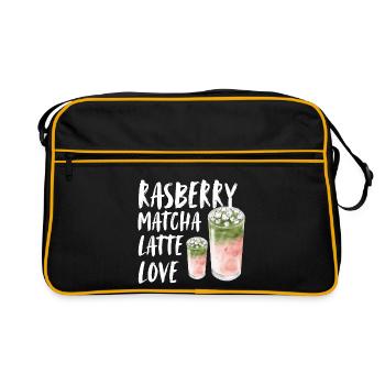 Rasberry Matcha Latte Love Spruch Coffee Caffee - Retro Tasche - Schwarz/Gold - Vorne
